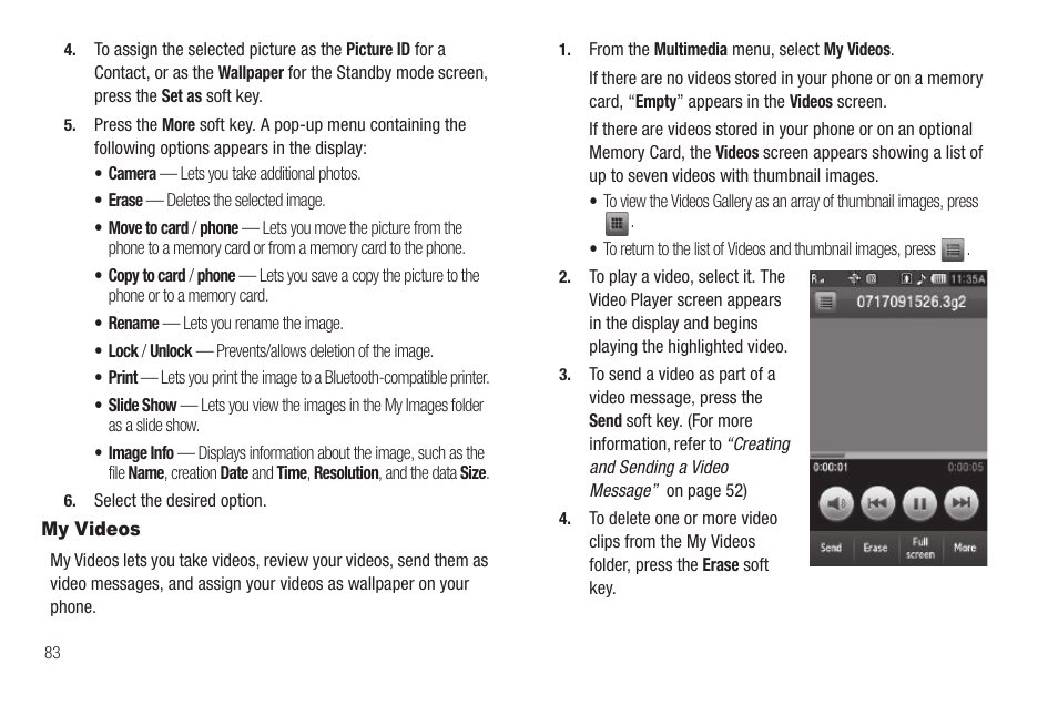 My videos | Sharp SCH-R850 User Manual | Page 86 / 162