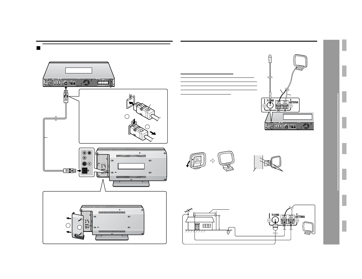 Antenna connection, Connecting the system connection cable | Sharp SD-AS10 User Manual | Page 17 / 64