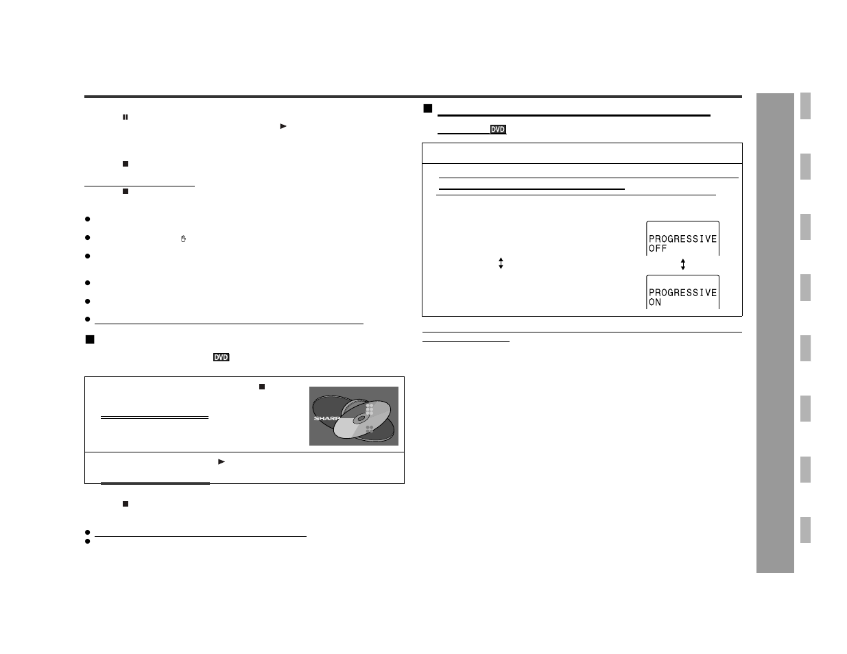 Dv d oper ation, Changing the progressive scan select mode | Sharp SD-AS10 User Manual | Page 25 / 64