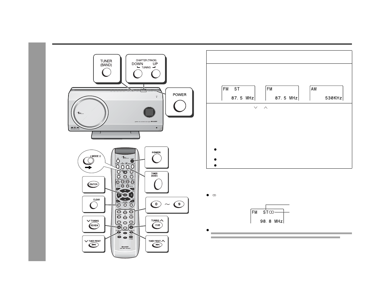 Listening to the radio, Radio operation | Sharp SD-AS10 User Manual | Page 38 / 64