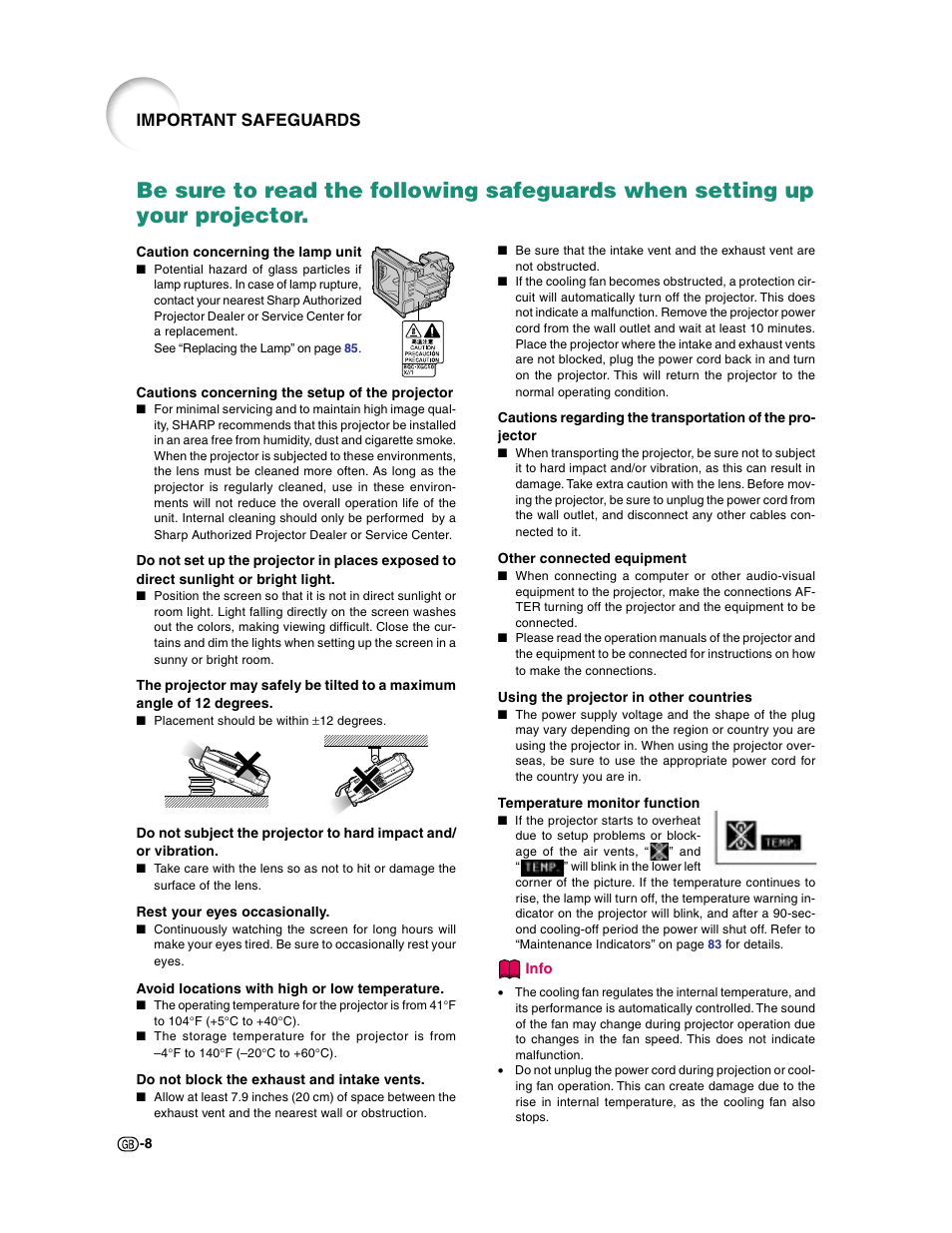 Important safeguards | Sharp XG-C50X User Manual | Page 10 / 104