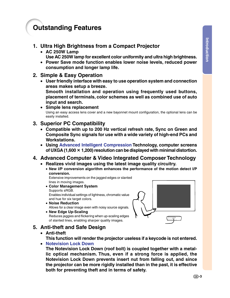 Outstanding features | Sharp XG-C50X User Manual | Page 5 / 104