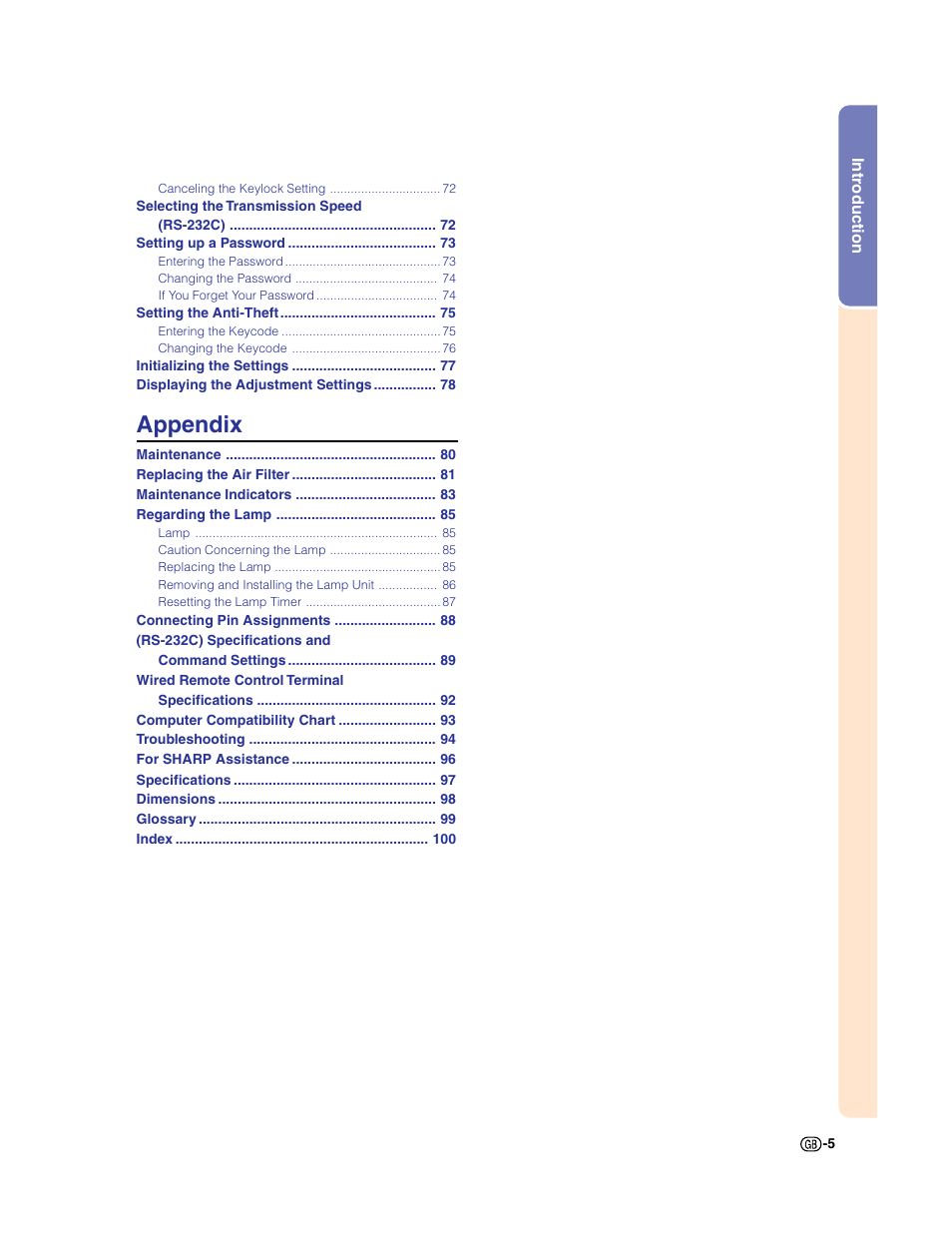 Appendix | Sharp XG-C50X User Manual | Page 7 / 104
