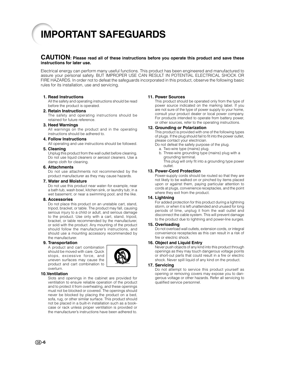 Important safeguards, Caution | Sharp XG-C50X User Manual | Page 8 / 104