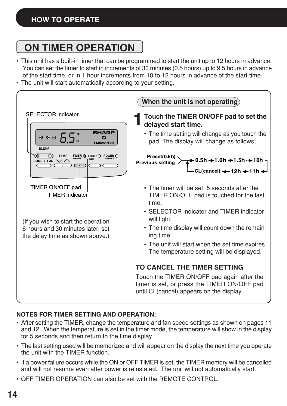 On timer operation, How to operate | Sharp AF-R140DX User Manual | Page 14 / 20