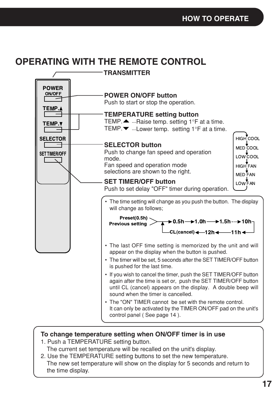 Operating with the remote control, How to operate | Sharp AF-R140DX User Manual | Page 17 / 20