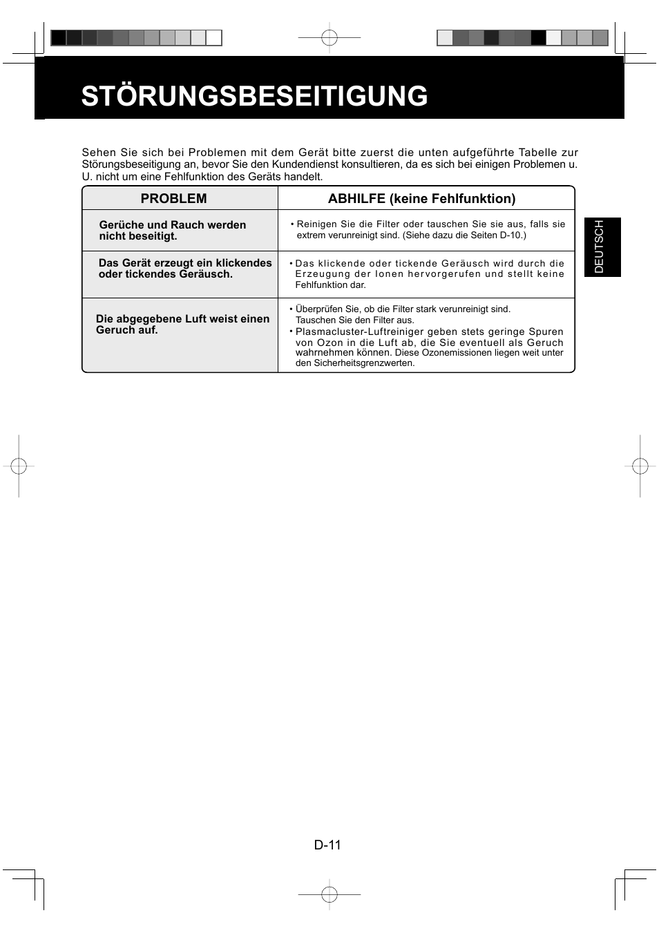 Störungsbeseitigung | Sharp FU-Y30EU User Manual | Page 27 / 113