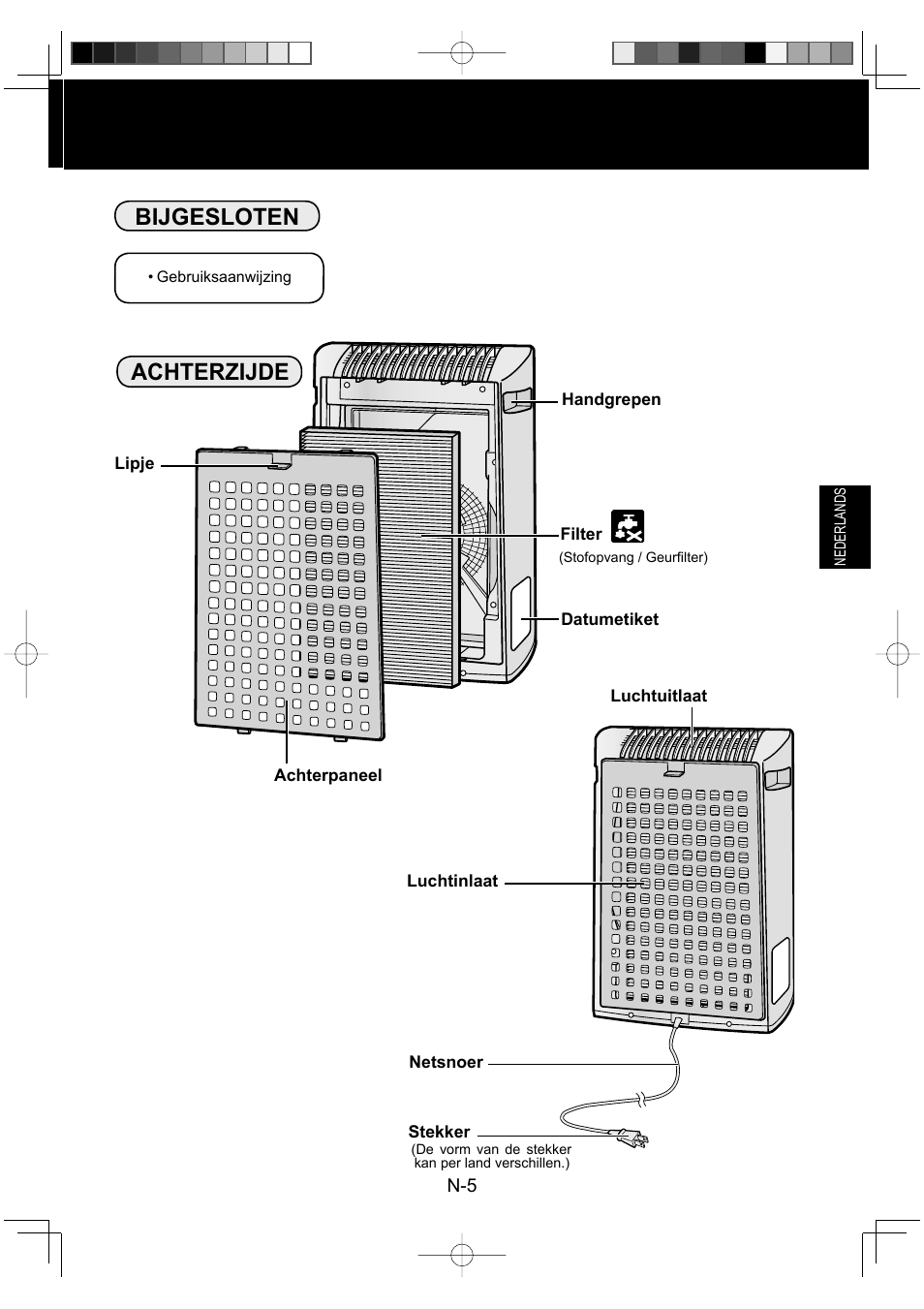 Bijgesloten, Achterzijde | Sharp FU-Y30EU User Manual | Page 49 / 113