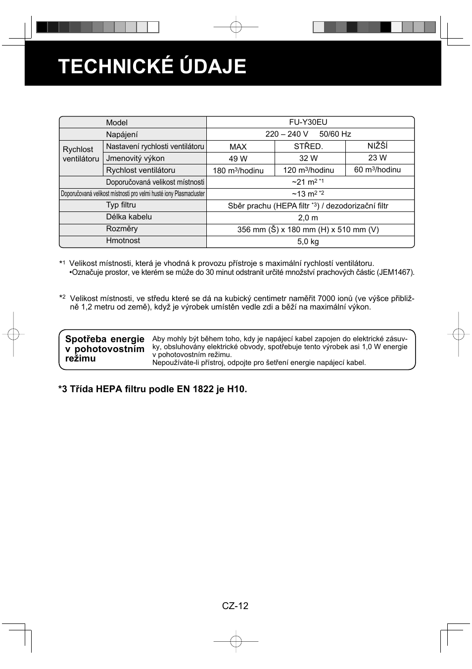 Technické údaje | Sharp FU-Y30EU User Manual | Page 70 / 113