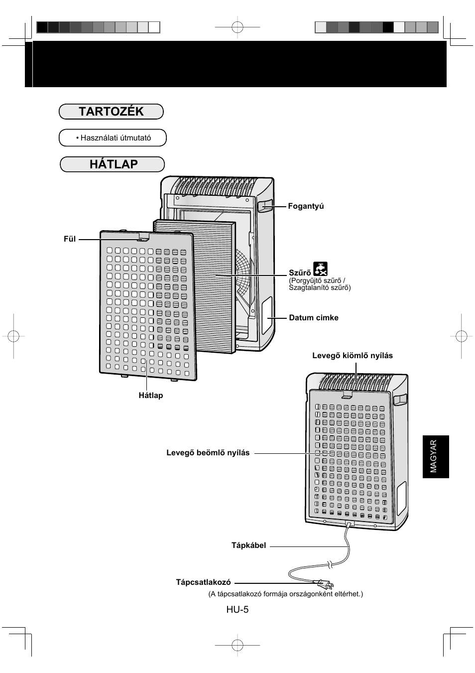 Tartozék, Hátlap | Sharp FU-Y30EU User Manual | Page 91 / 113