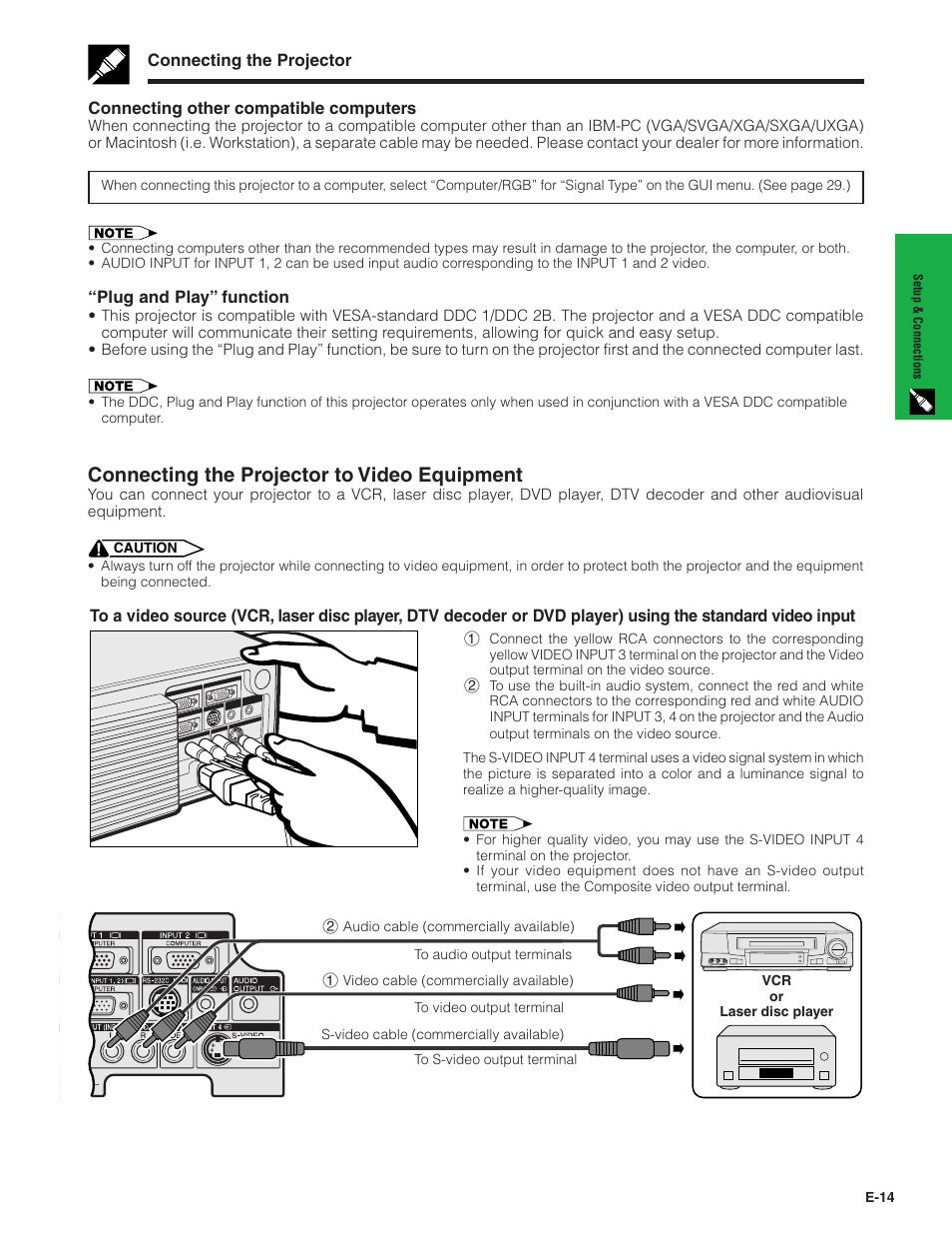Connecting the projector to video equipment | Sharp XG-C40XU User Manual | Page 15 / 63
