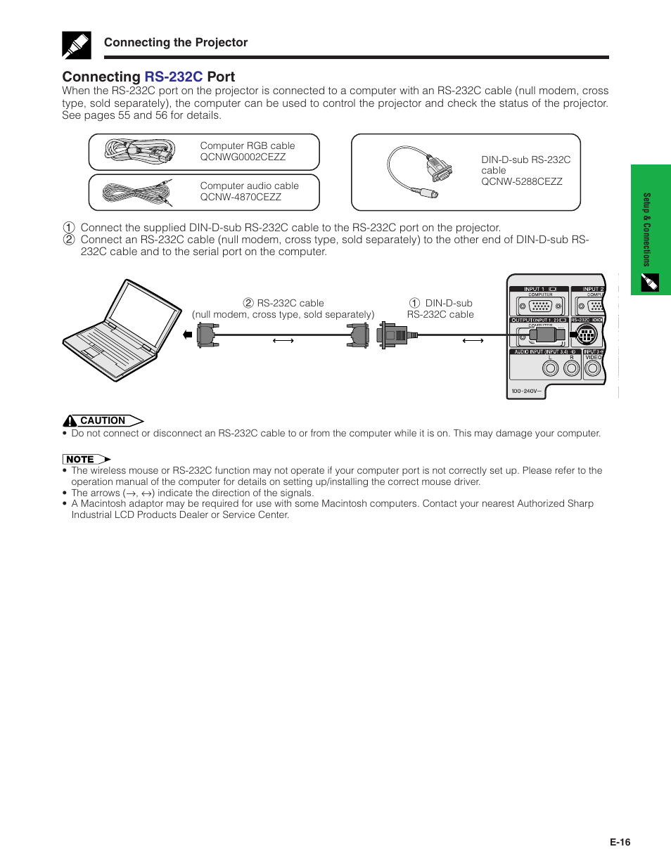 Connecting rs-232c po rt | Sharp XG-C40XU User Manual | Page 17 / 63