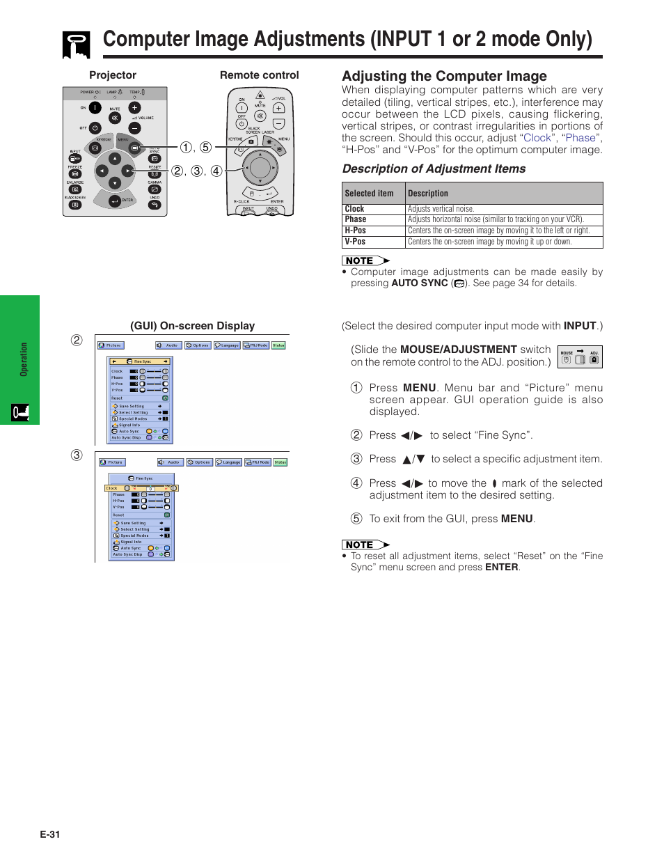 Adjusting the computer image | Sharp XG-C40XU User Manual | Page 32 / 63