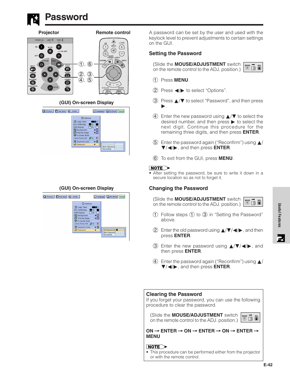 Password | Sharp XG-C40XU User Manual | Page 43 / 63