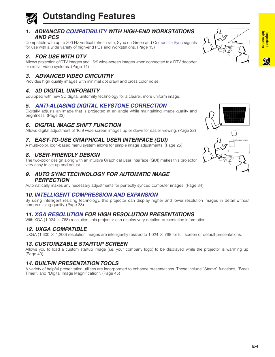Outstanding features | Sharp XG-C40XU User Manual | Page 5 / 63
