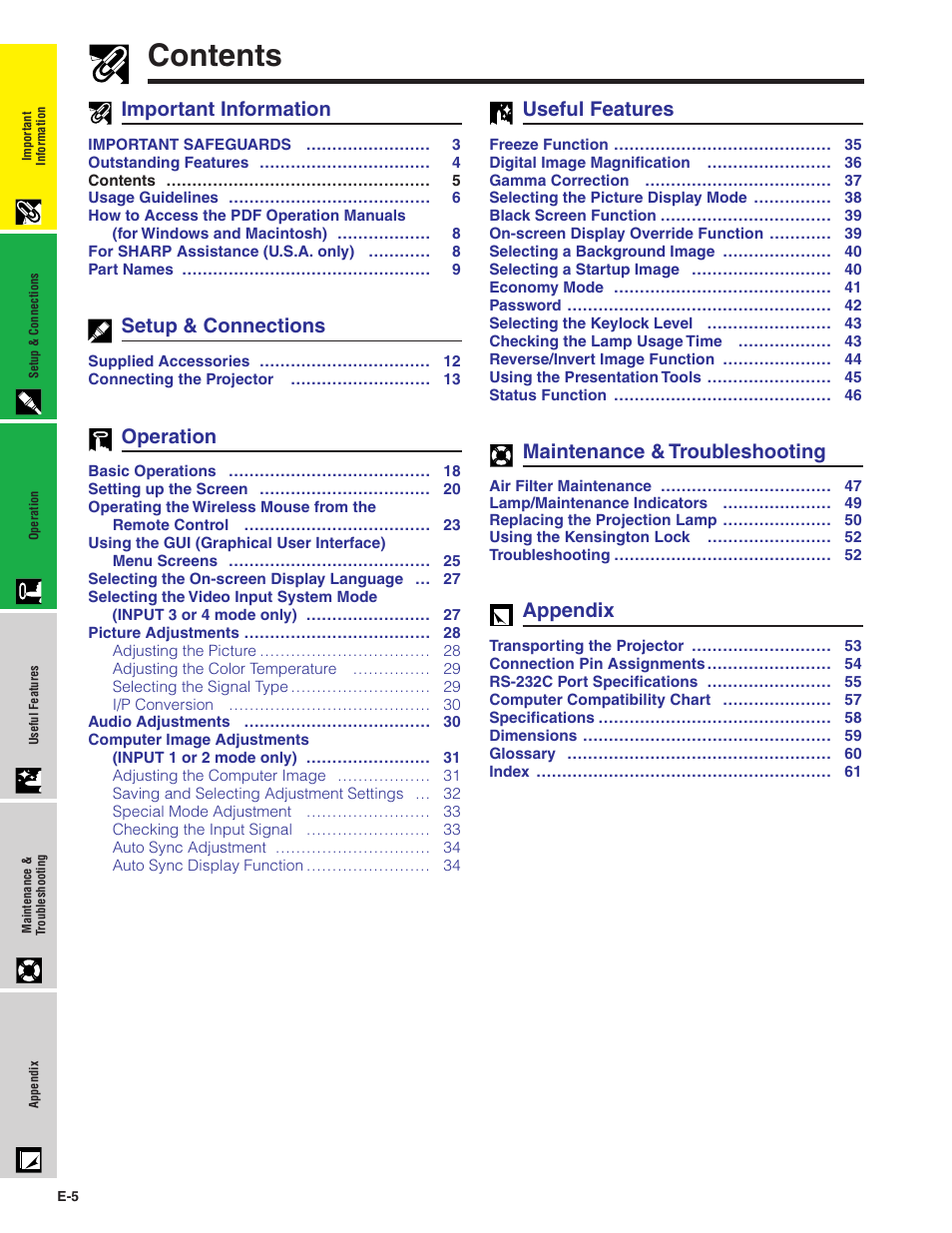 Sharp XG-C40XU User Manual | Page 6 / 63