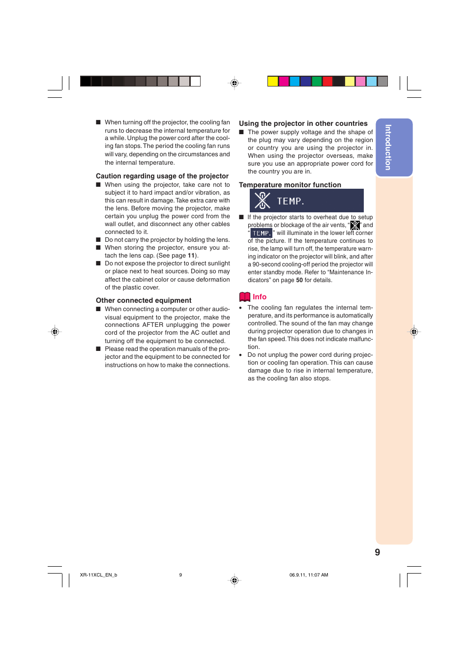 Intr oduction | Sharp XR-10S-L  EN User Manual | Page 11 / 70