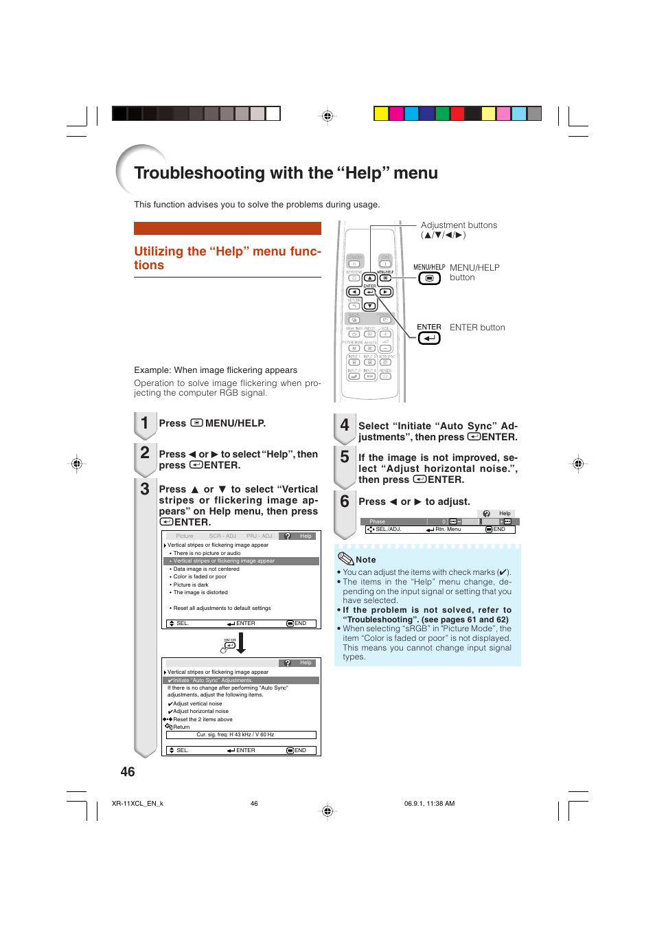 Troubleshooting with the “help” menu, Utilizing the “help” menu functions, Utilizing the “help” menu func- tions | Sharp XR-10S-L  EN User Manual | Page 48 / 70