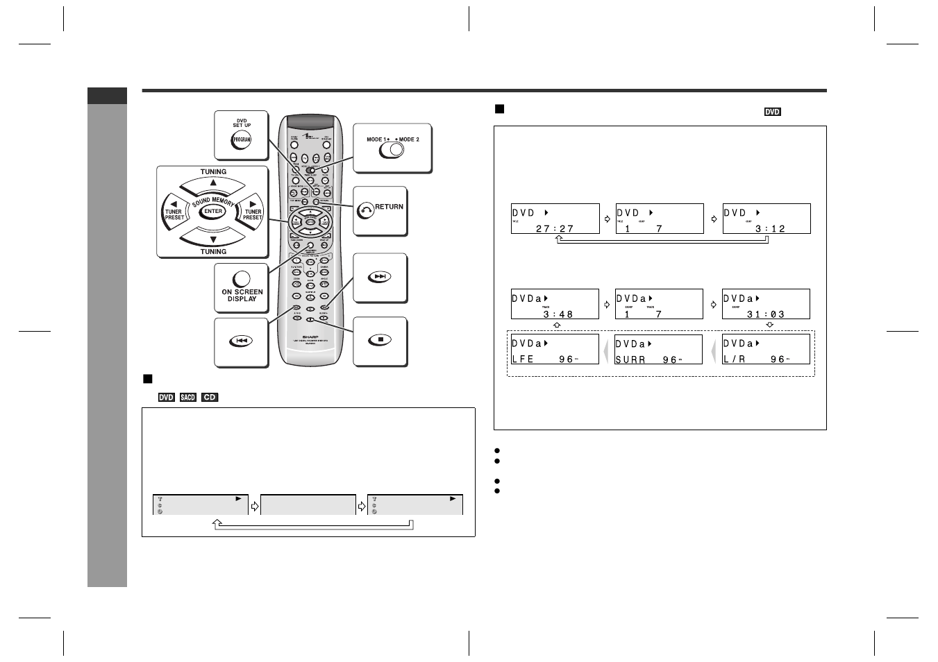 Dv d oper ation, Various settings (continued), E-31 | Sharp SD-HX600 User Manual | Page 36 / 78