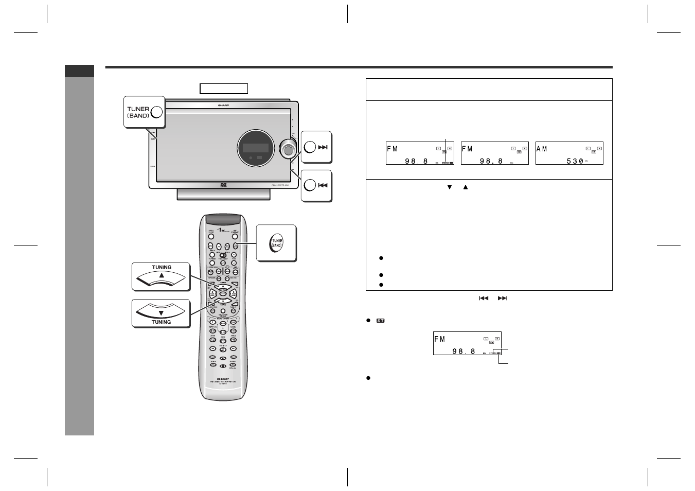 Listening to the radio, Ra dio opera tion | Sharp SD-HX600 User Manual | Page 42 / 78