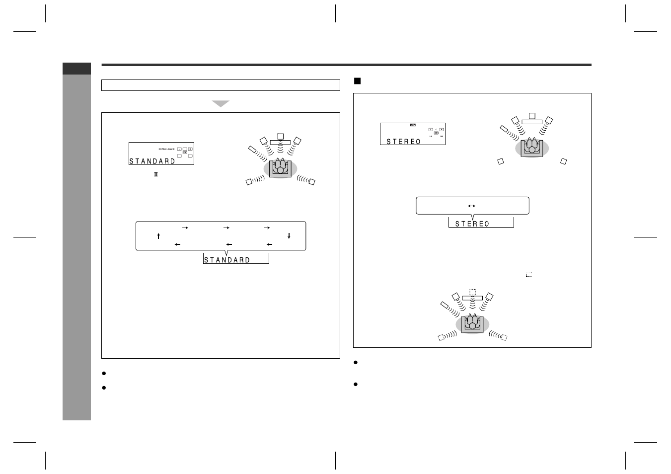 Ad v a nced f e atures, Enjoying surround sound (sound mode) (continued), Listening to 2 channel stereo sounds | Sharp SD-HX600 User Manual | Page 48 / 78