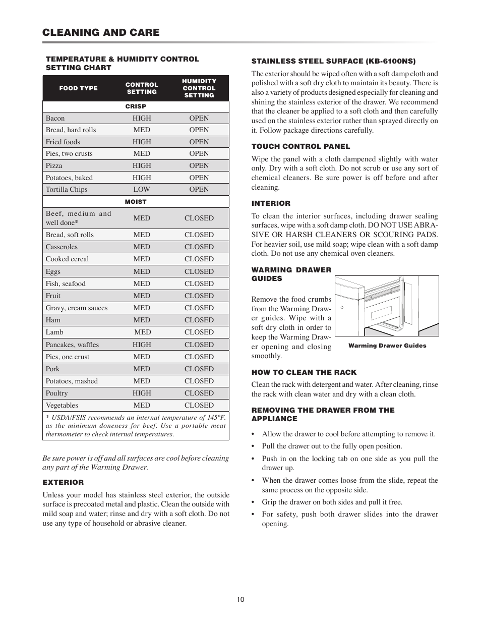 Cleaning and care | Sharp TINSEB520MRK0 User Manual | Page 10 / 12