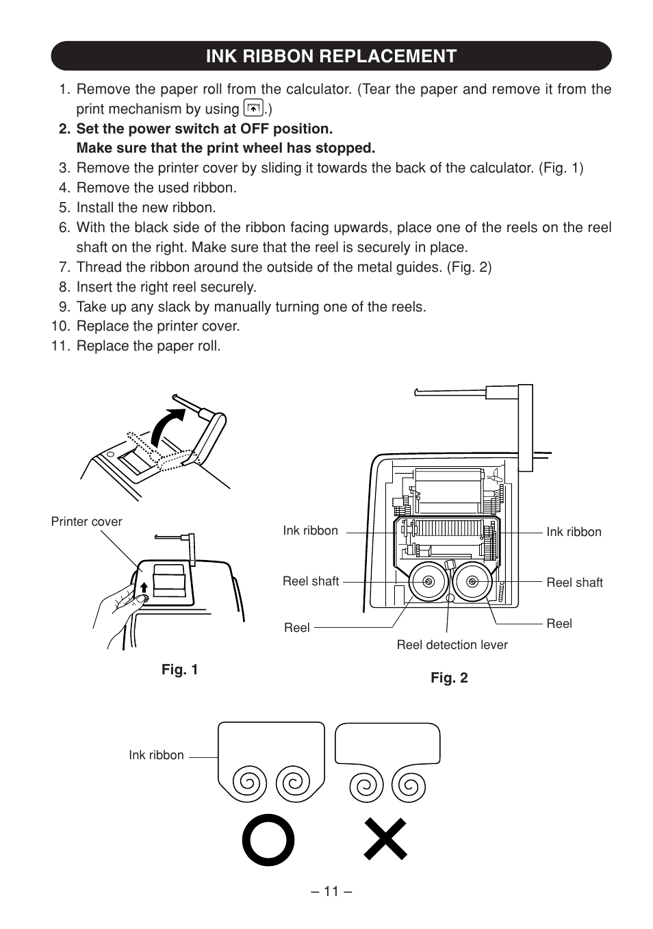 Ink ribbon replacement | Sharp QS-2770H User Manual | Page 13 / 56