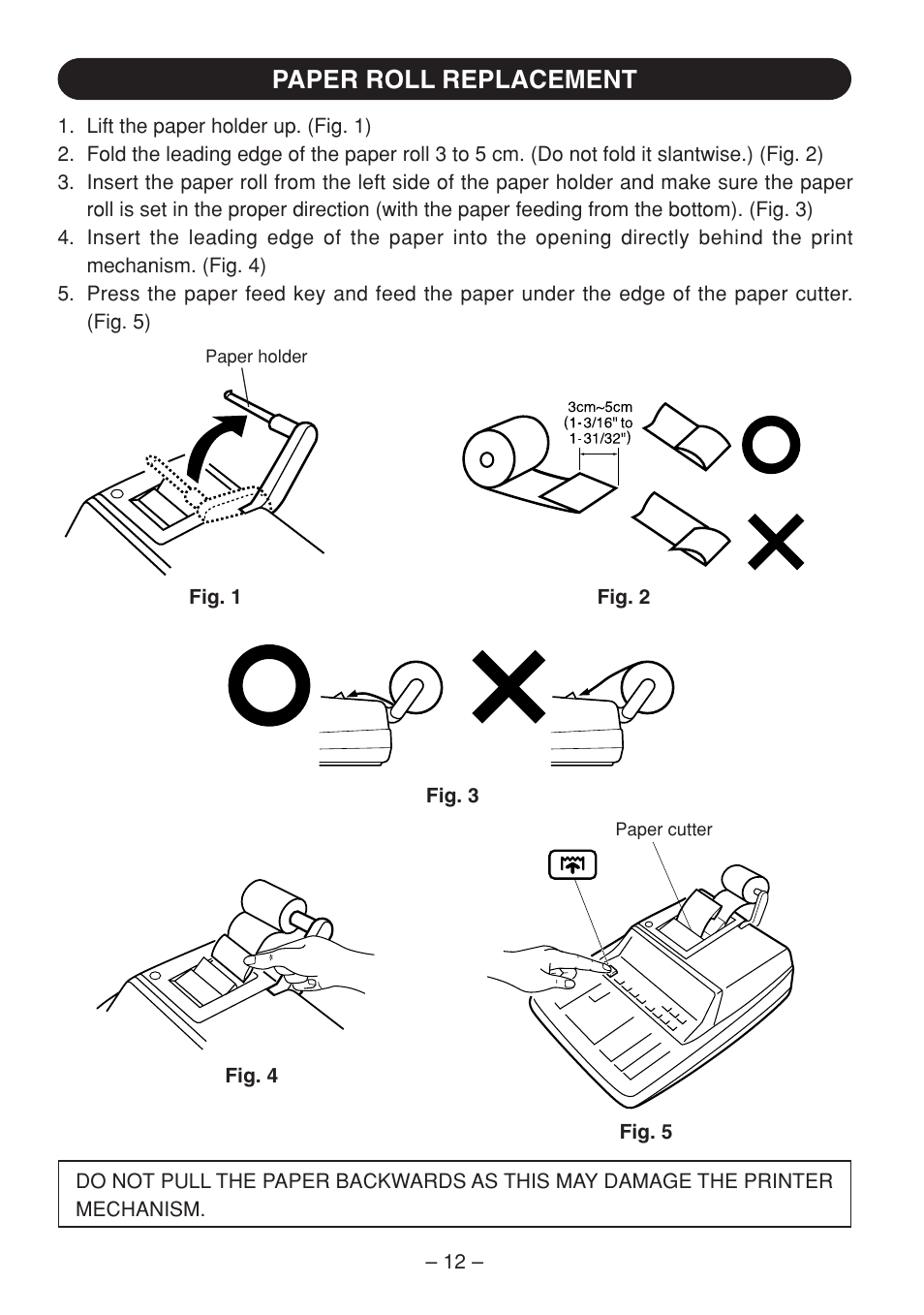 Paper roll replacement | Sharp QS-2770H User Manual | Page 14 / 56