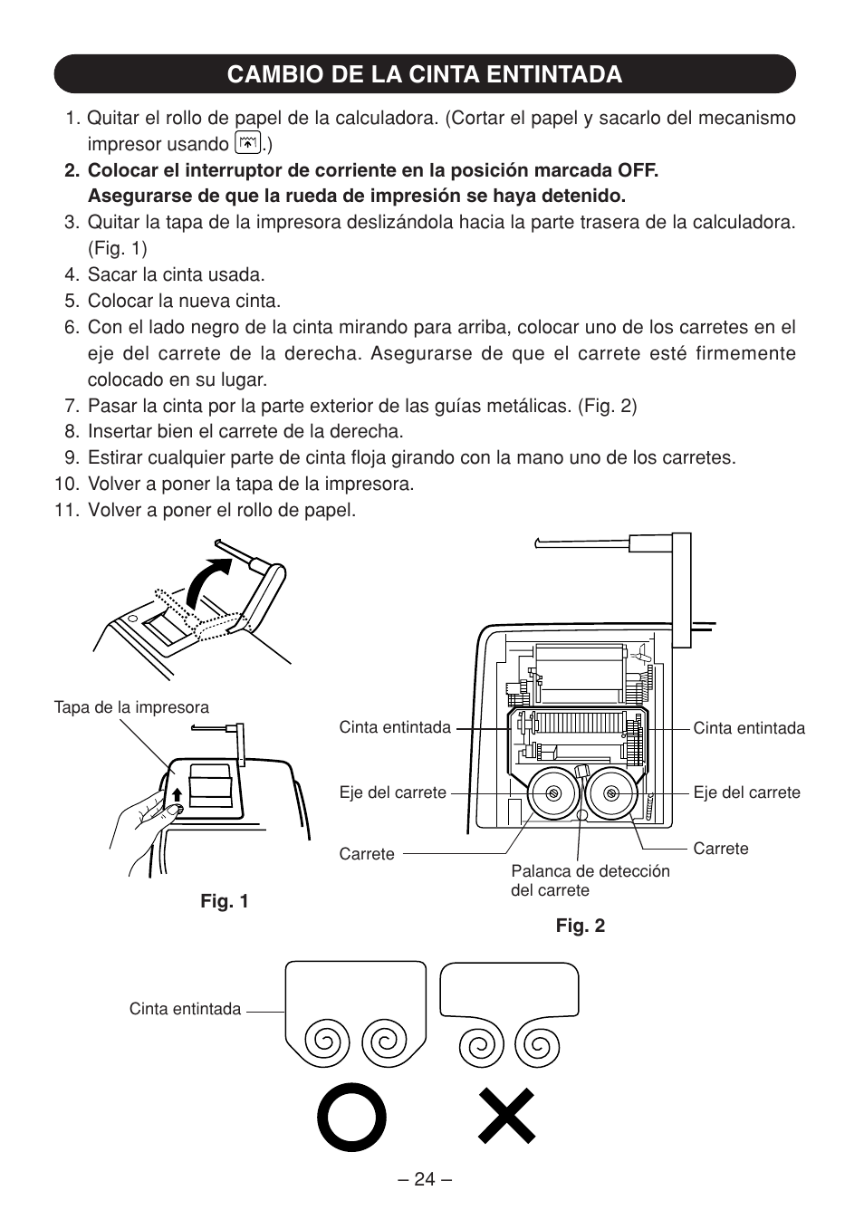 Cambio de la cinta entintada | Sharp QS-2770H User Manual | Page 26 / 56