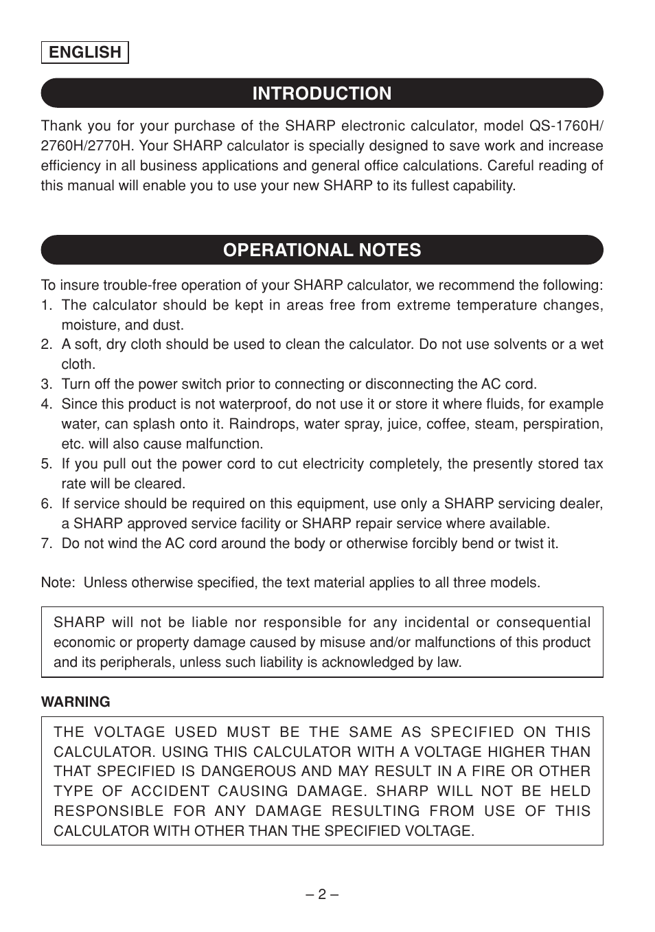 Sharp QS-2770H User Manual | Page 4 / 56