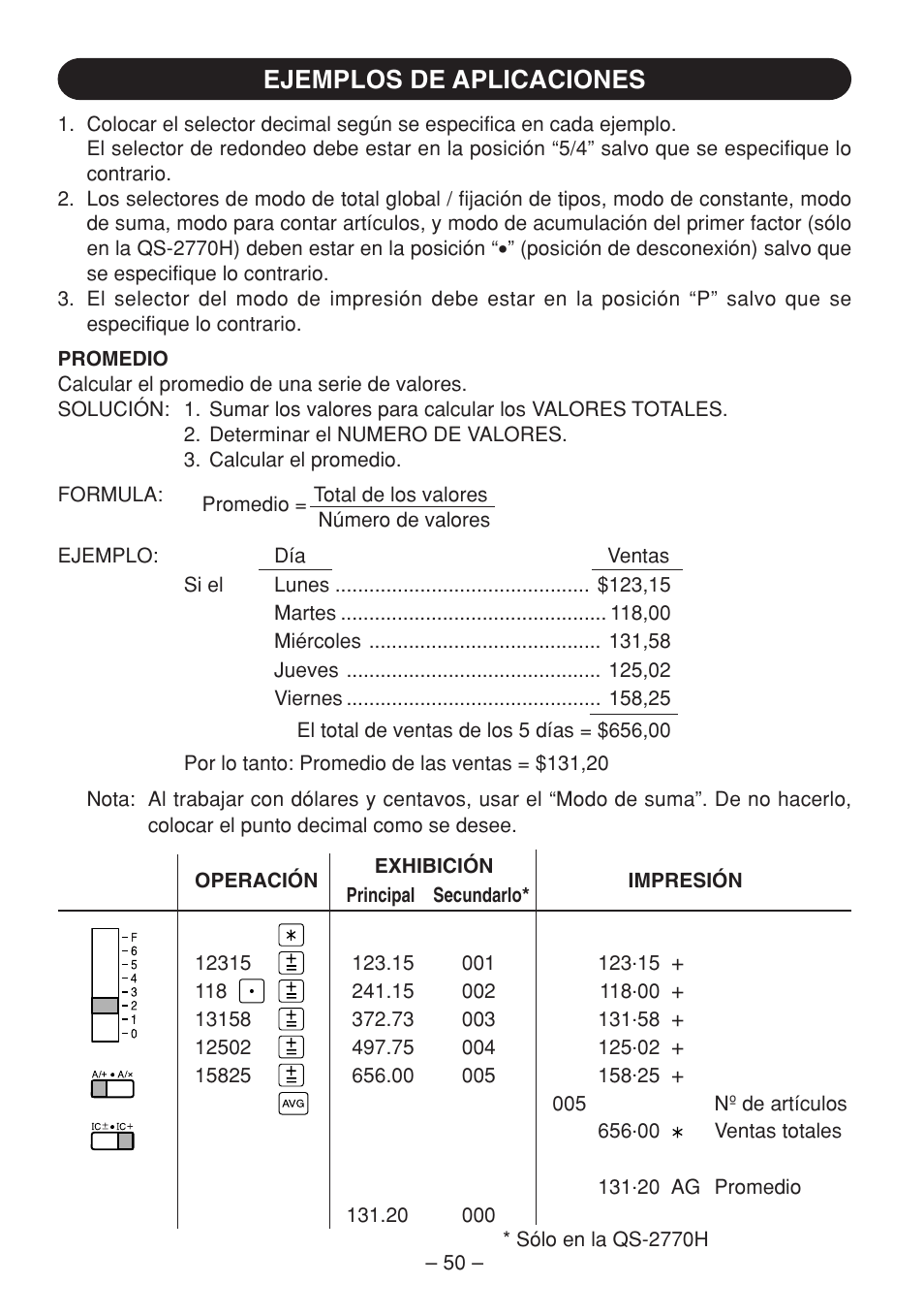 Ejemplos de aplicaciones | Sharp QS-2770H User Manual | Page 52 / 56