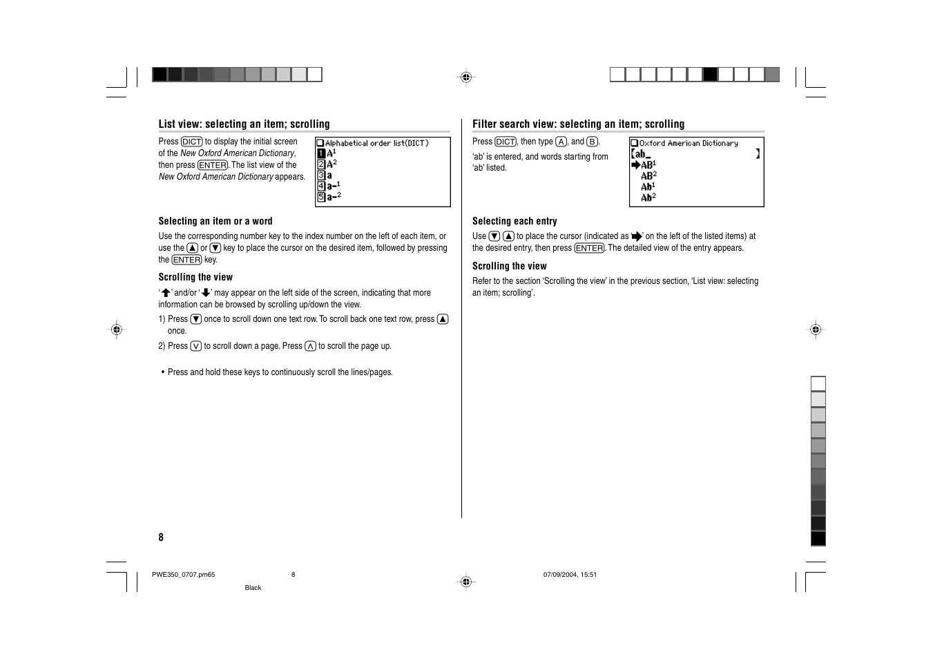 Sharp The New Oxford American Dictionary Oxford American Thesaurus of Current English ELECTRONIC DICTIONARY PW-E350 User Manual | Page 10 / 48