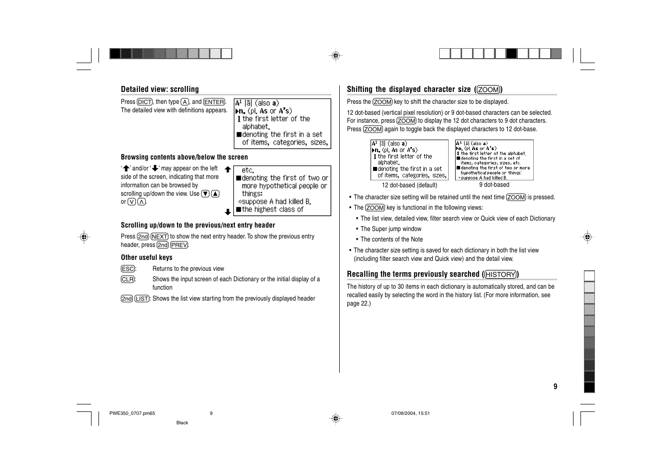 Sharp The New Oxford American Dictionary Oxford American Thesaurus of Current English ELECTRONIC DICTIONARY PW-E350 User Manual | Page 11 / 48