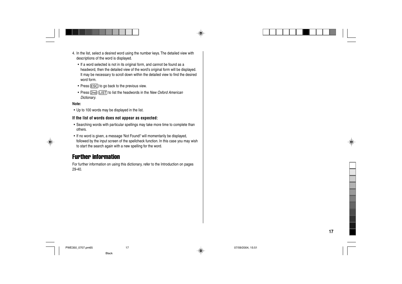 Further information | Sharp The New Oxford American Dictionary Oxford American Thesaurus of Current English ELECTRONIC DICTIONARY PW-E350 User Manual | Page 19 / 48