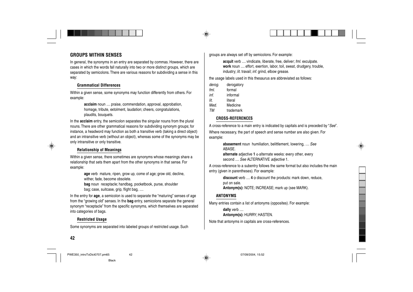 Sharp The New Oxford American Dictionary Oxford American Thesaurus of Current English ELECTRONIC DICTIONARY PW-E350 User Manual | Page 44 / 48