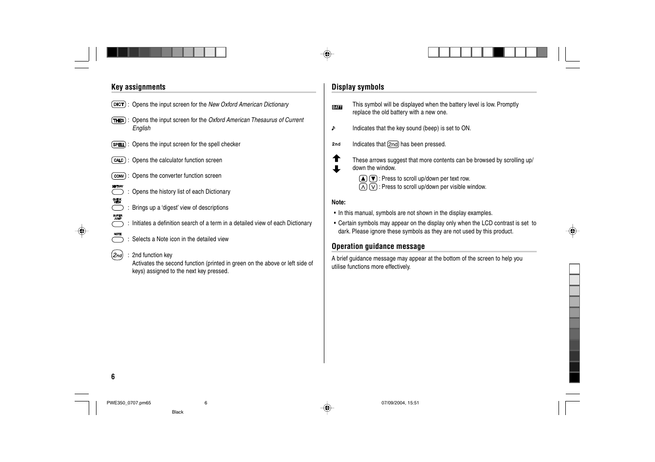 Sharp The New Oxford American Dictionary Oxford American Thesaurus of Current English ELECTRONIC DICTIONARY PW-E350 User Manual | Page 8 / 48