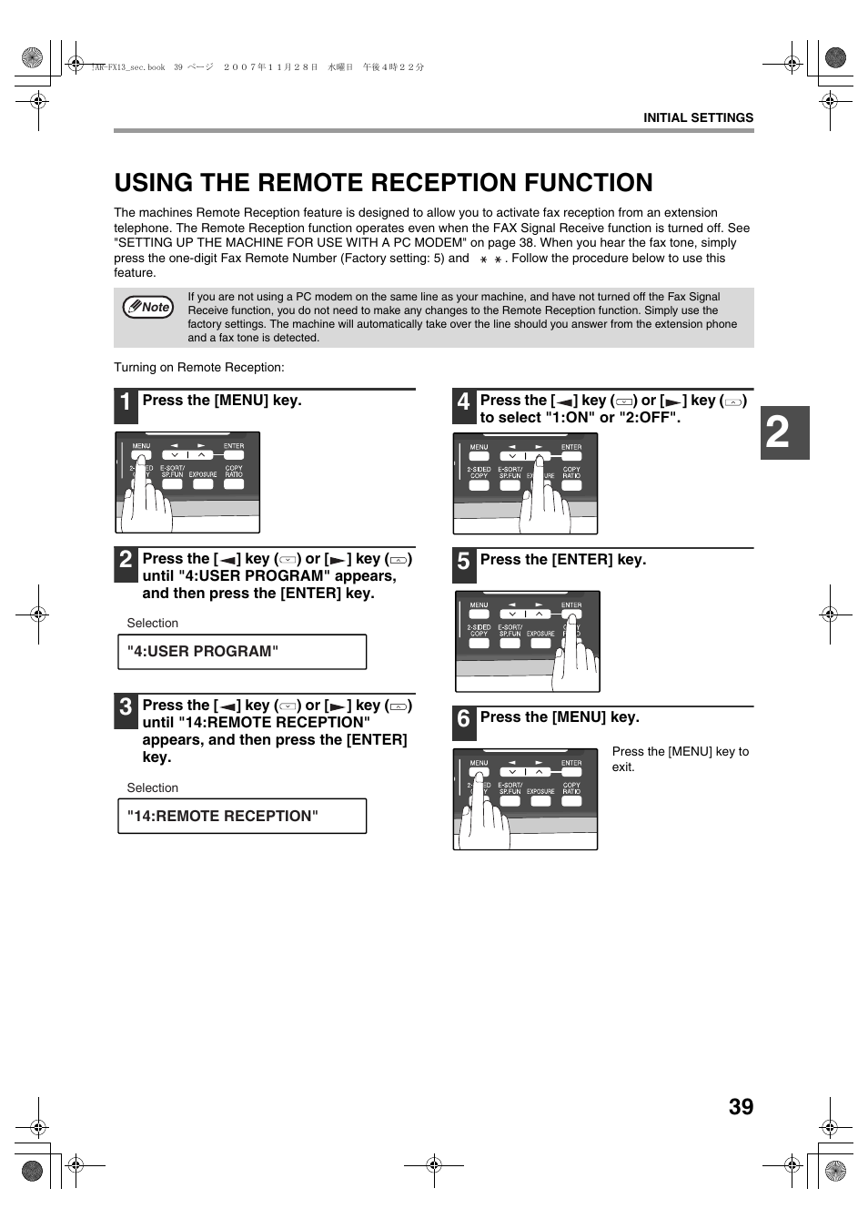 Using the remote reception function | Sharp R-208S User Manual | Page 147 / 311