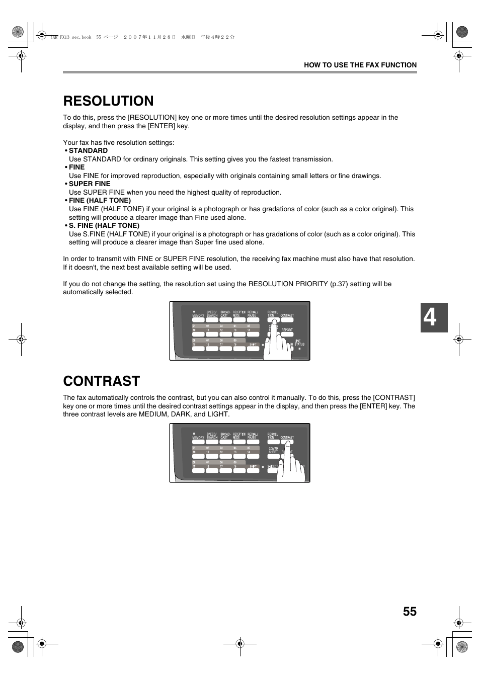 Resolution, Contrast | Sharp R-208S User Manual | Page 163 / 311