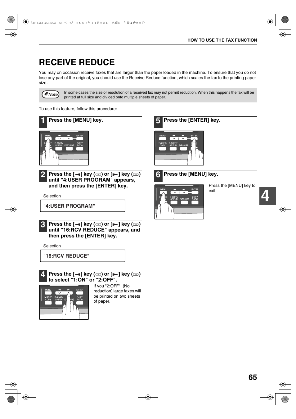 Receive reduce | Sharp R-208S User Manual | Page 173 / 311
