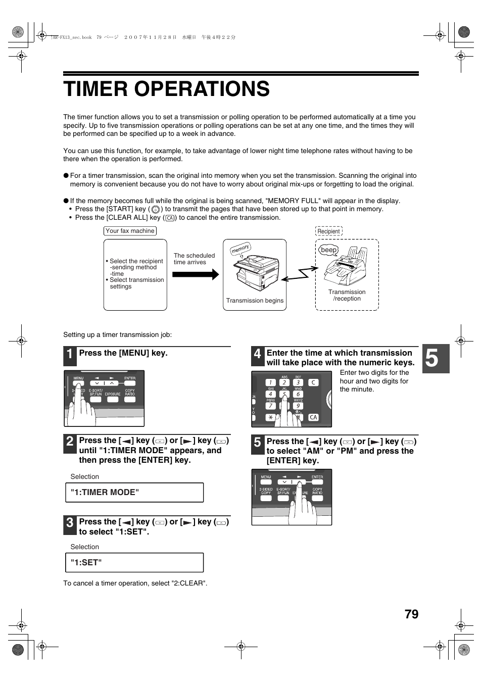 Timer operations | Sharp R-208S User Manual | Page 187 / 311