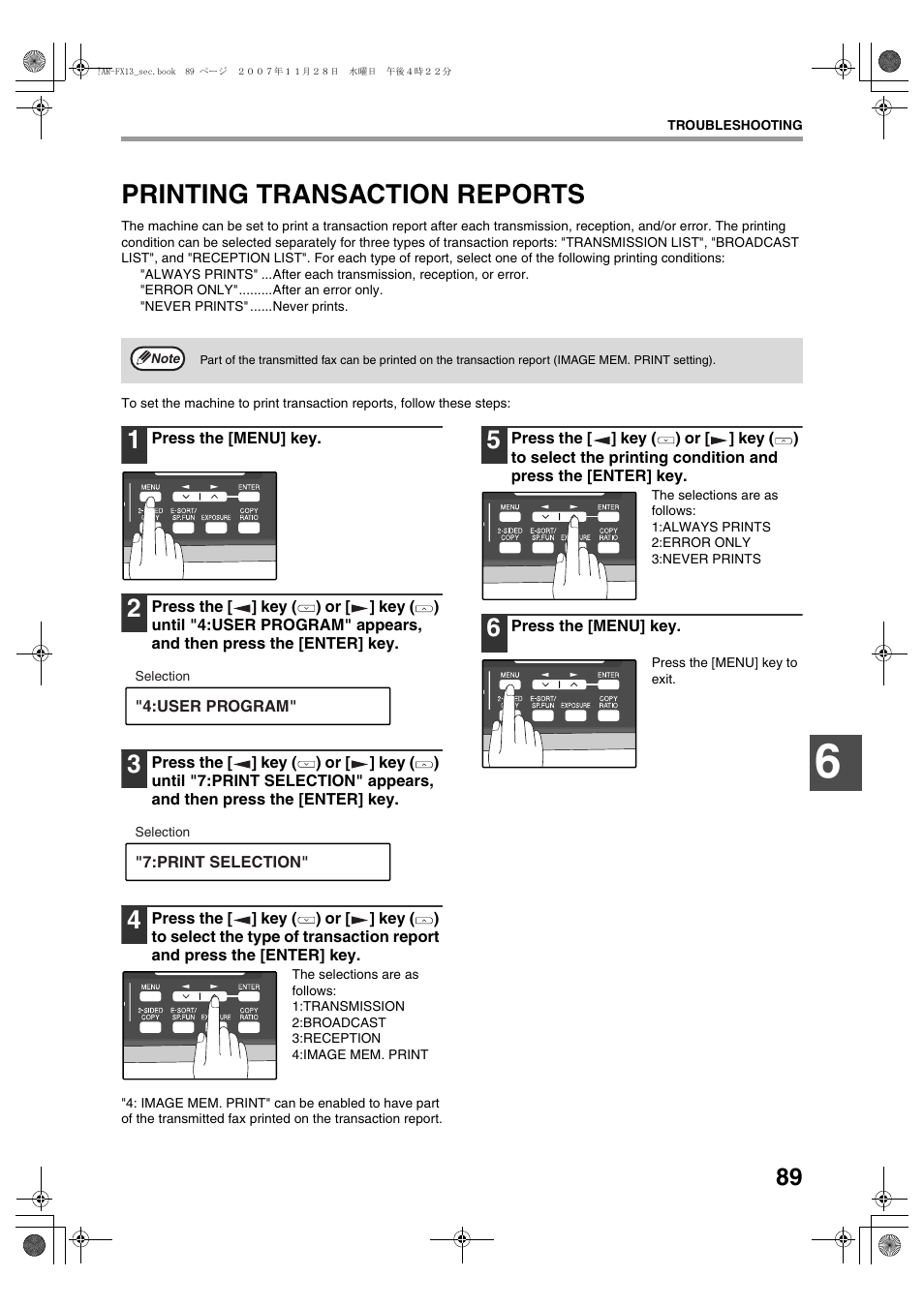 Printing transaction reports | Sharp R-208S User Manual | Page 197 / 311