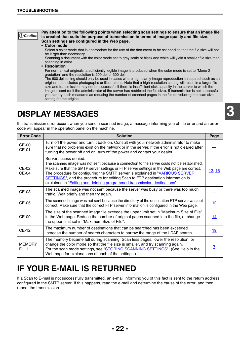 Display messages, If your e-mail is returned | Sharp R-208S User Manual | Page 230 / 311