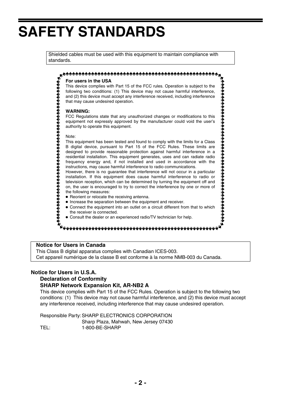 Safety standards | Sharp R-208S User Manual | Page 240 / 311