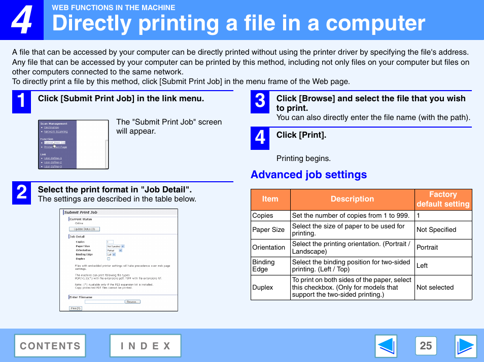 Directly printing a file in a computer, Advanced job settings | Sharp R-208S User Manual | Page 288 / 311