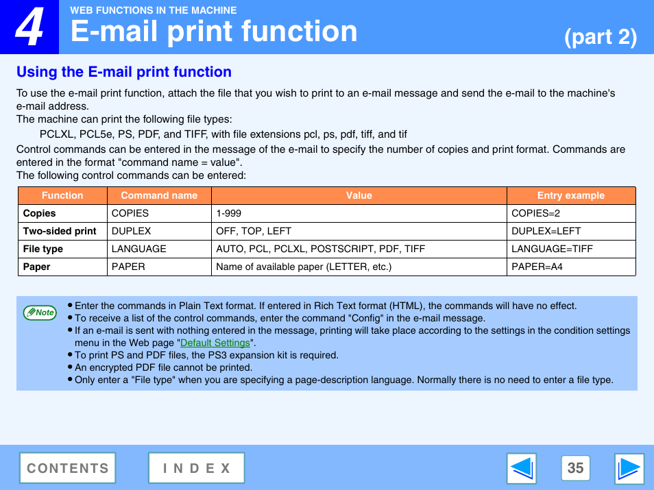Using the e-mail print function, E-mail print function, Part 2) | Sharp R-208S User Manual | Page 298 / 311