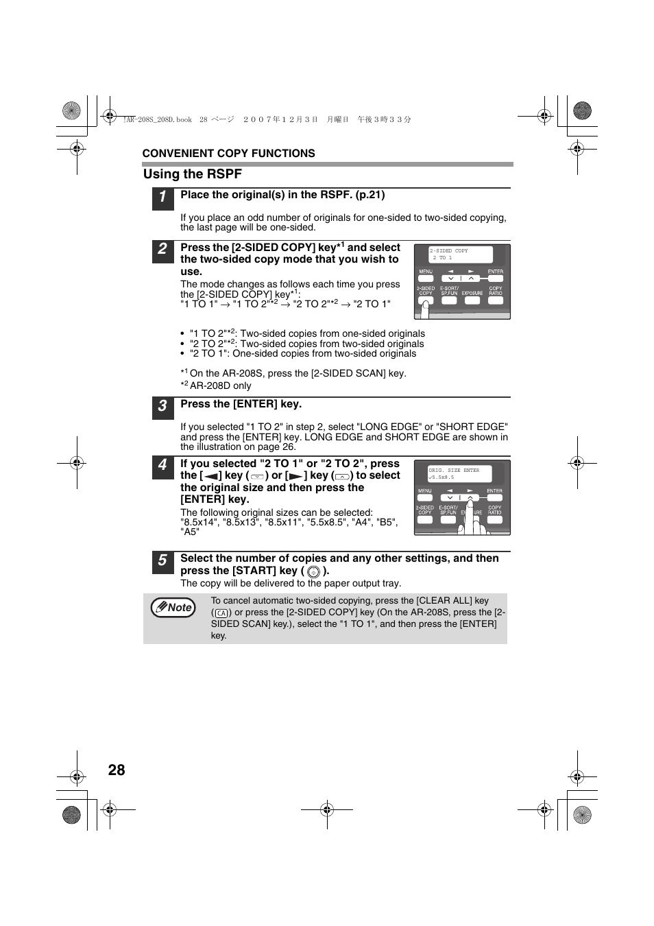 Using the rspf | Sharp R-208S User Manual | Page 30 / 311