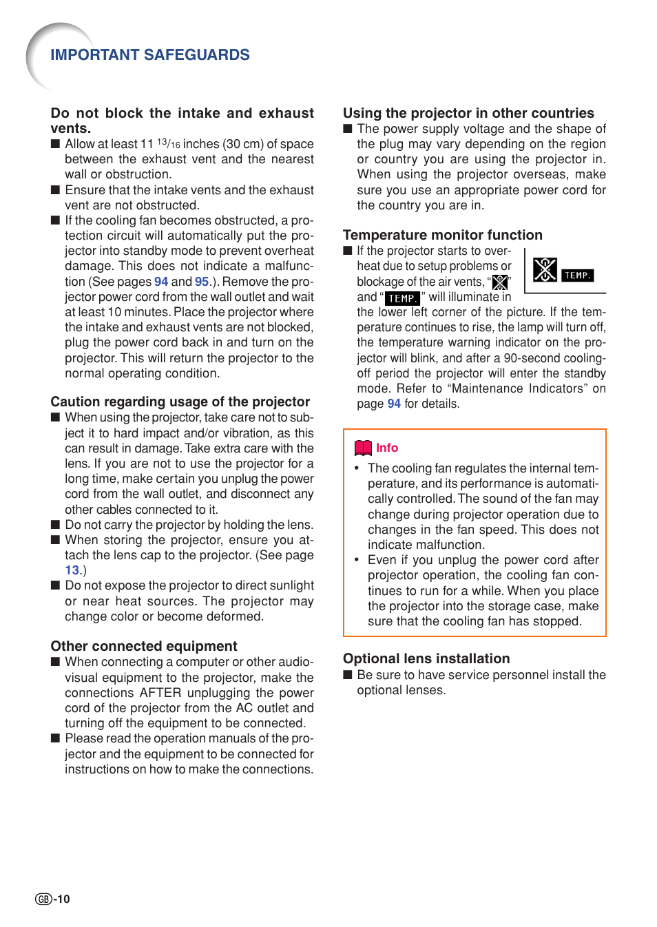 Important safeguards | Sharp XG-PH70X User Manual | Page 12 / 110