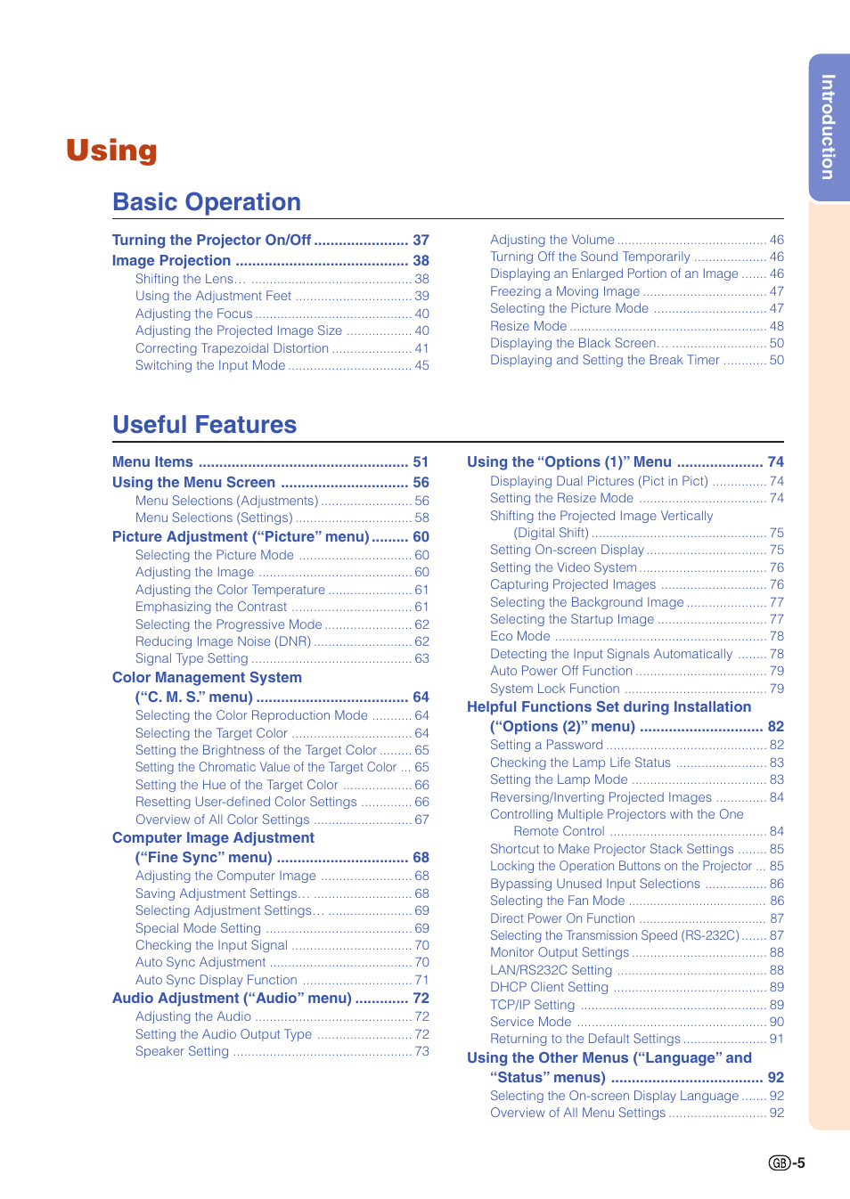 Using, Basic operation, Useful features | Sharp XG-PH70X User Manual | Page 7 / 110