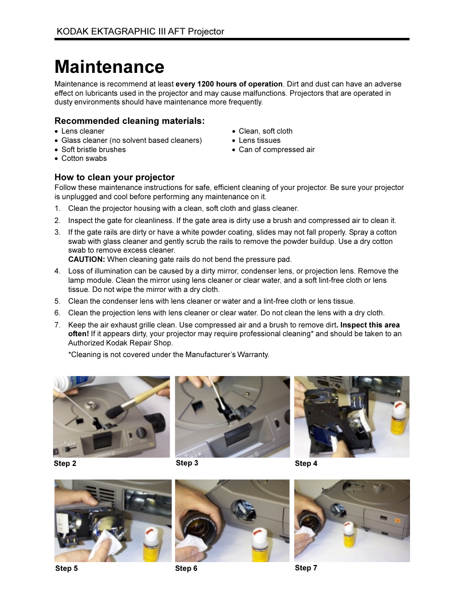 Maintenance | Sharp Model AFT User Manual | Page 6 / 7