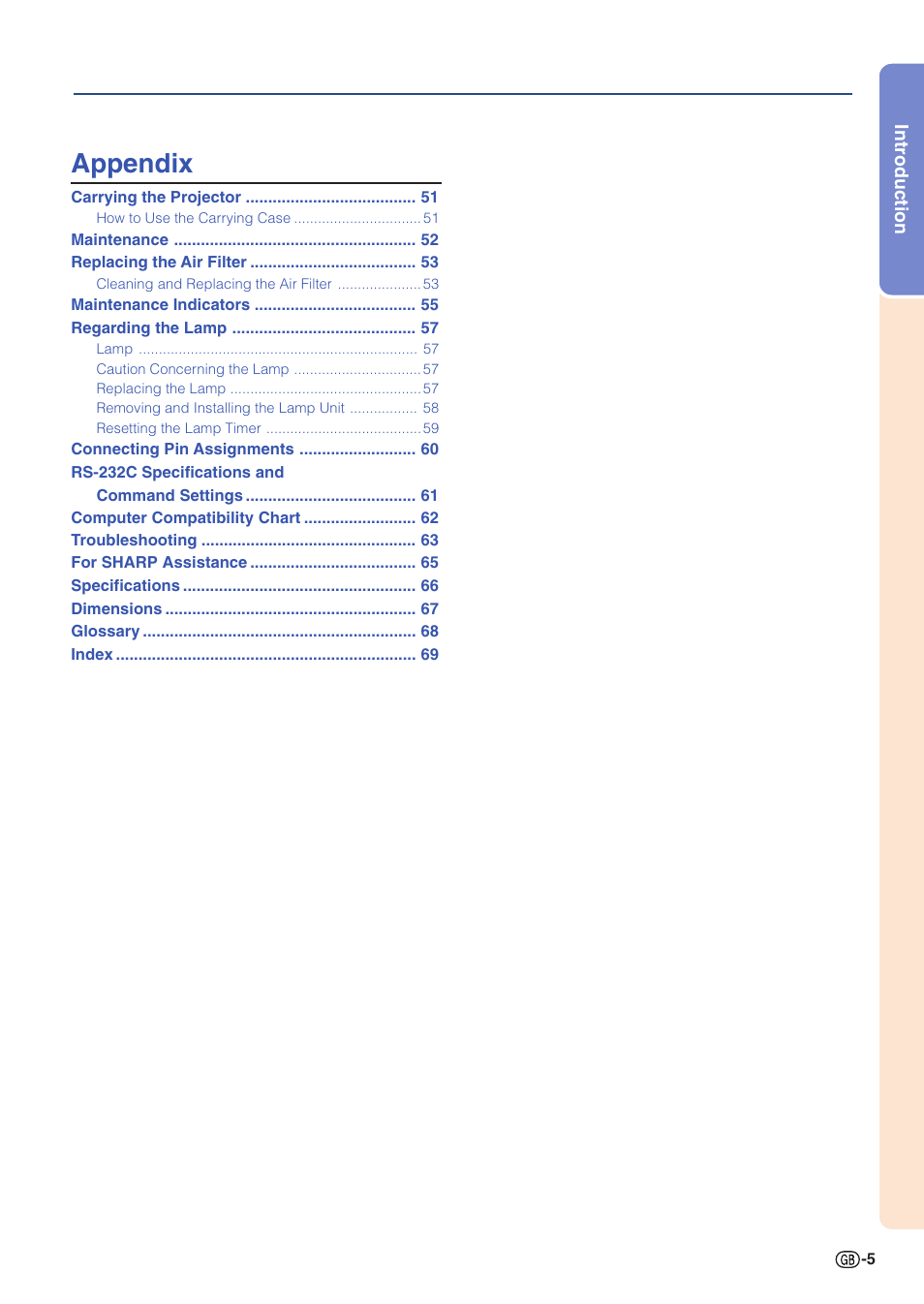 Appendix | Sharp PG-A10X User Manual | Page 9 / 74